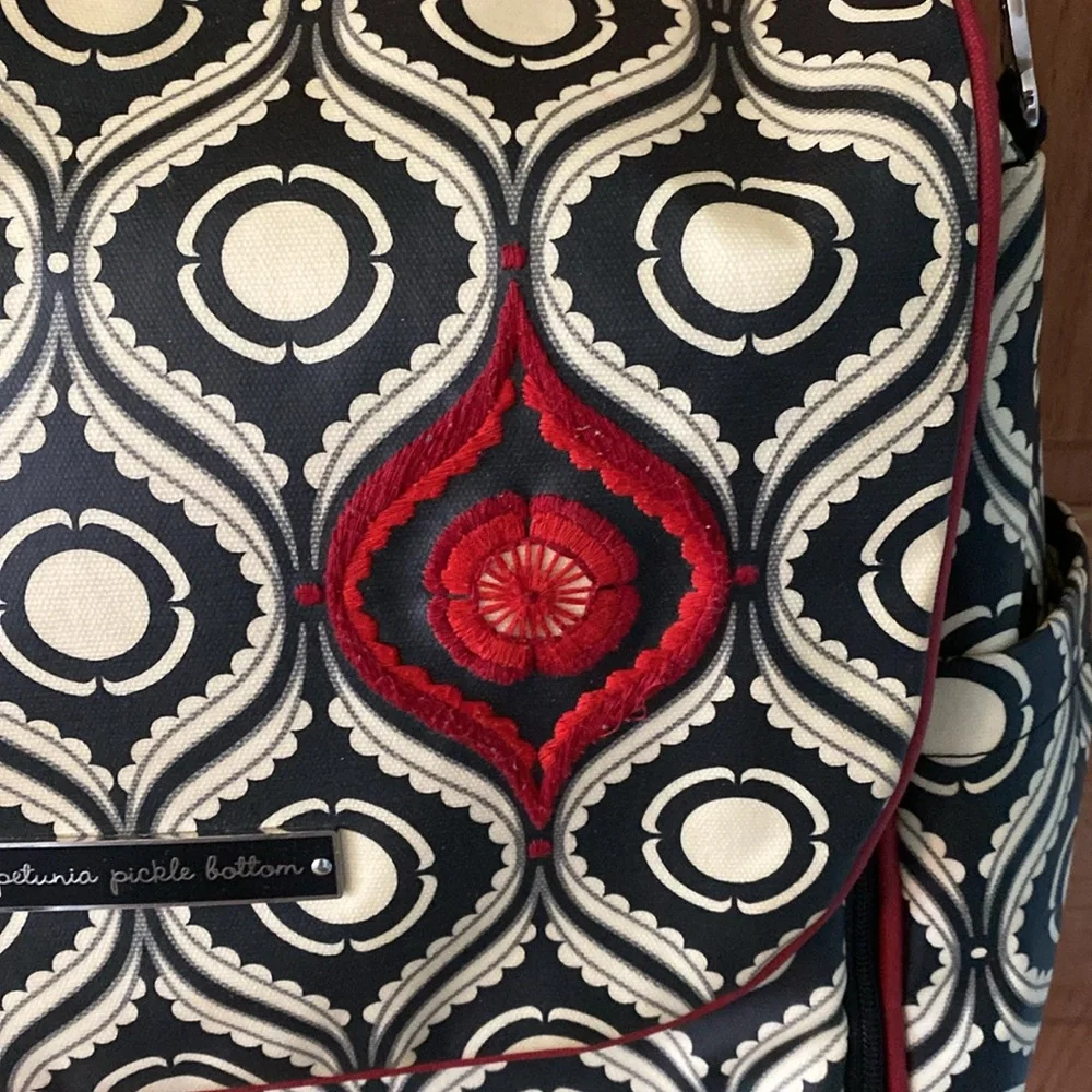 Petunia Pickle Bottom Black/Off White Geometric Backpack computer or diaper bag